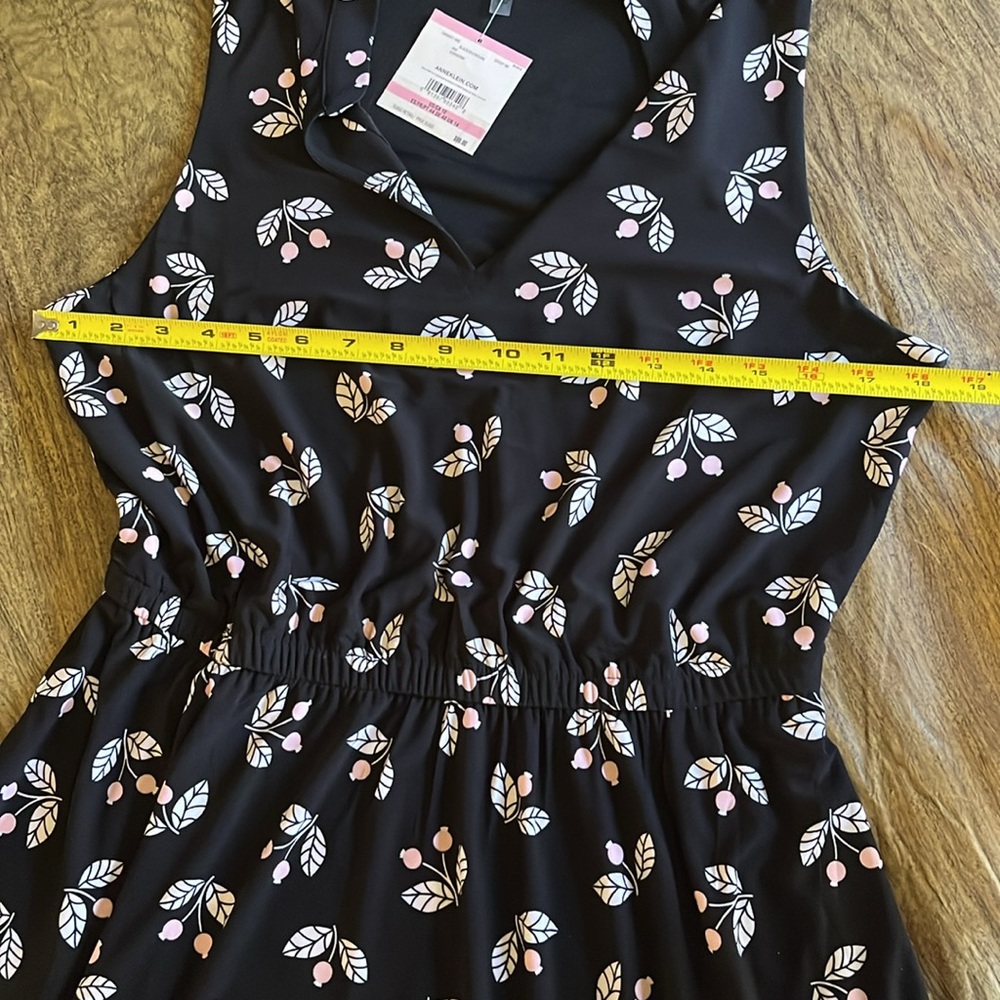 NWT Anne Klein Black White Floral Sleeveless Midi Dress Sundress Pocket Size 10 - Picture 12 of 15